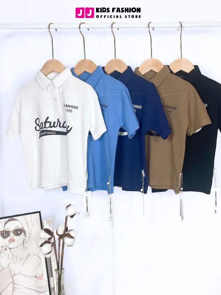 Áo thun Polo cho bé trai, vải Cotton cá sấu in hình chữ Saturdat size từ 5-15 tuổi - BST Xuân Hè 2024 | JJ Kids Fashion - Ảnh 3