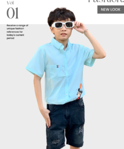 Áo sơmi bé trai thời trang, áo sơmi ngắn tay nhiều màu từ 8 - 14 tuổi –  BST Xuân Hè 2024 | JJ Kids Fashion